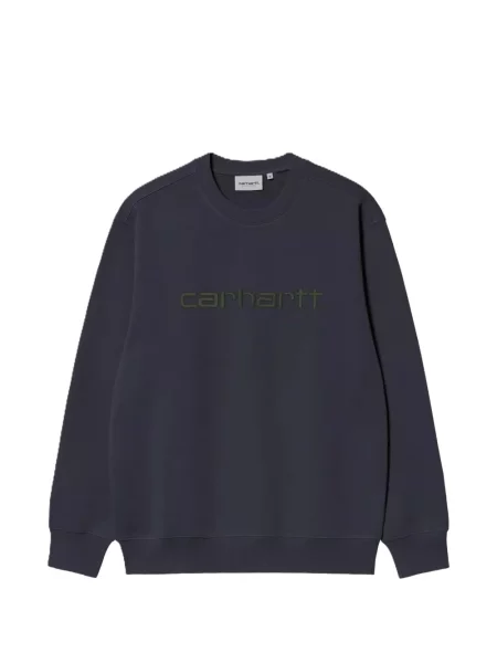 Pulover Carhartt Wip cu broderie cu decolteu rotund albastru