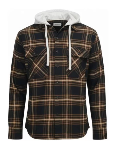 Radwa Cămașă Mens flannel with hooddie' maro