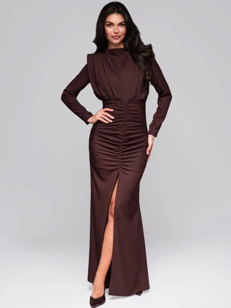 Rochie de seară Edoti de costum maro