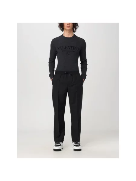 Sweter Valentino wełniany z logo szary