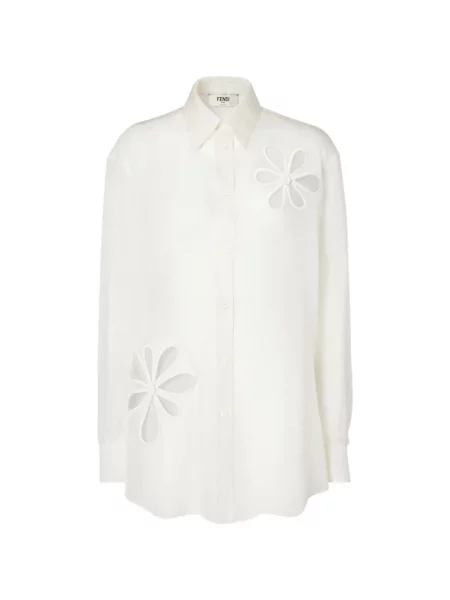 Cămașă Fendi cu model floral cu aplicații alb