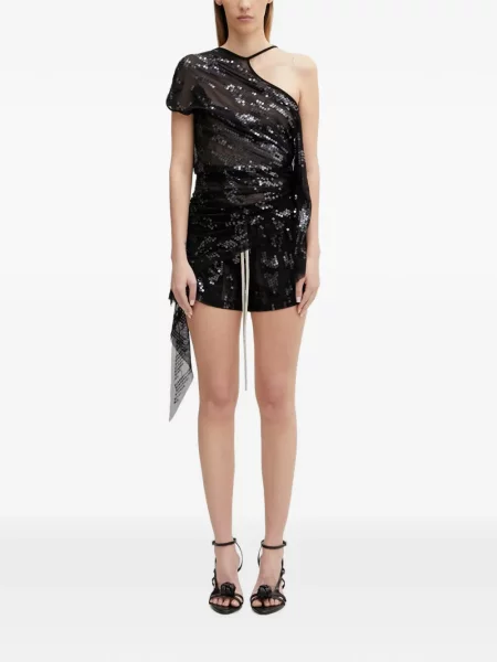 Асиметричен топ Rick Owens Lilies с пайети черно