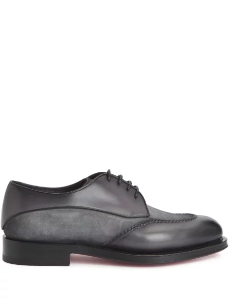 Pantofi derby Santoni din piele de căprioară gri