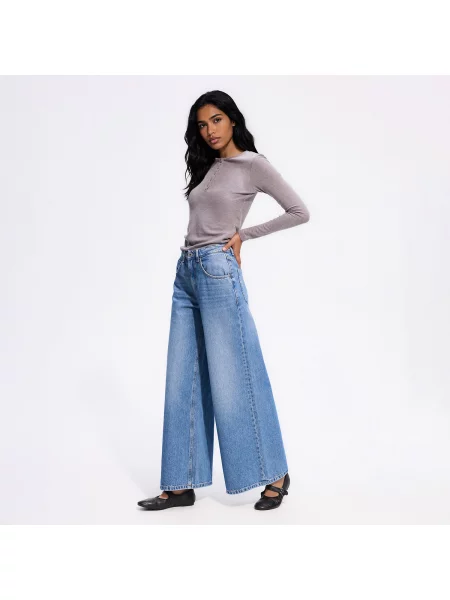 Reserved Wide leg farmer kék