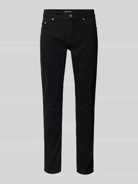 Jeansy o kroju slim fit z mieszanki bawełny model ‘LOOM’ Only & Sons czarne