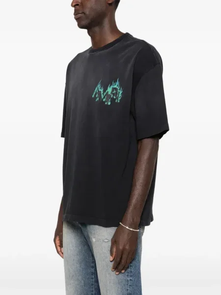 Tricou Amiri cu decolteu rotund scurt negru