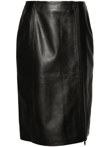 Spódnica skórzana Manokhi do kolan czarna