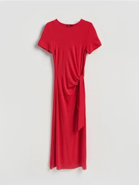 Reserved Sukienka midi z modalem czerwony