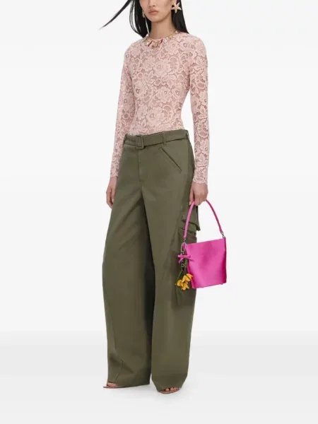 Cu centură pantaloni cargo Self-portrait verde