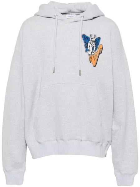 Hanorac cu glugă Off-white cu imagine alb