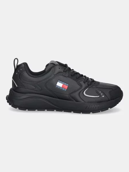 Pánske topánky Tommy Jeans Runner Leather black čierna