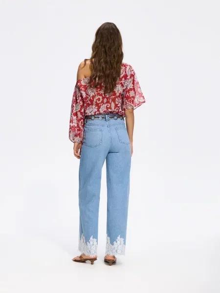 Reserved Джинси wide leg з мереживом синій
