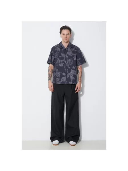 Neil Barrett koszula Boxy Bold Flowers Print Short Sleeve Shirt szary regular czarna