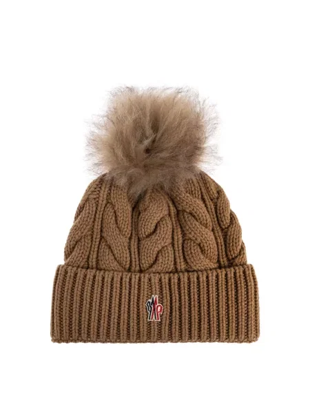 Czapka Moncler wełniana brązowa