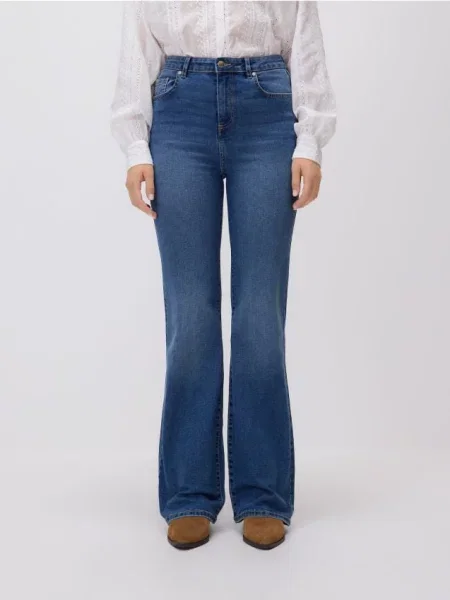 Reserved Джинси кльош з високою посадкою синій