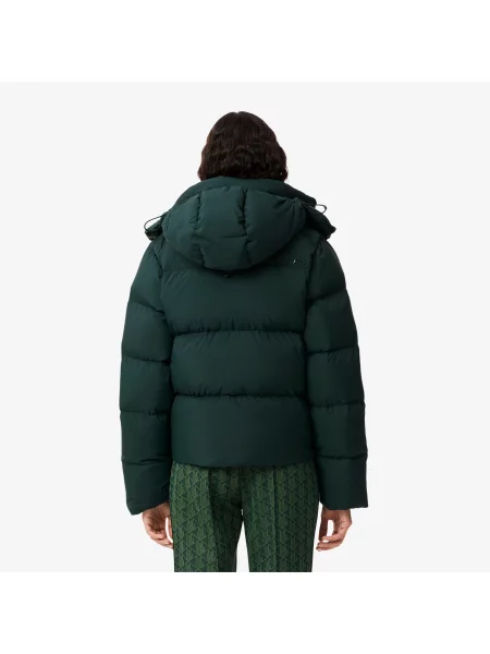 Lacoste Kurtka Puchowa Z Logo I Kapturem zielona