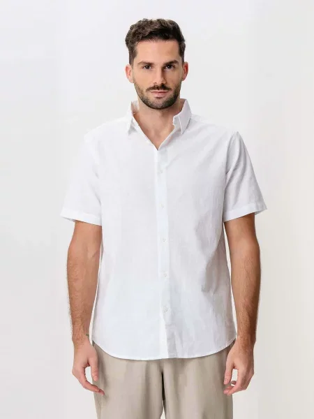 TEESHOPPEN Cămașă Linen Blend alb