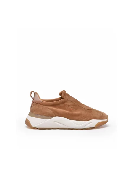 Sneakersy Santoni zamszowe brązowe