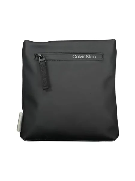 Lniana torba na ramię Calvin Klein elegancka czarna