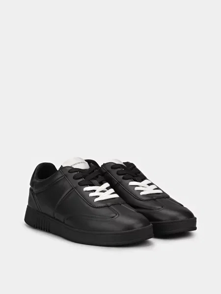 Кожаные кеды Emporio Armani черные