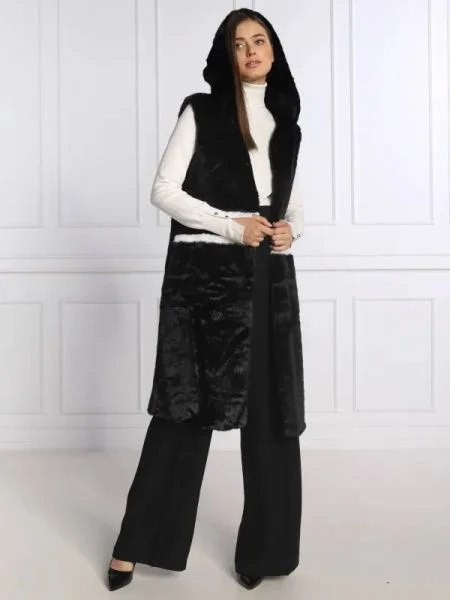 Silvian Heach futrzany vestă | longline fit negru