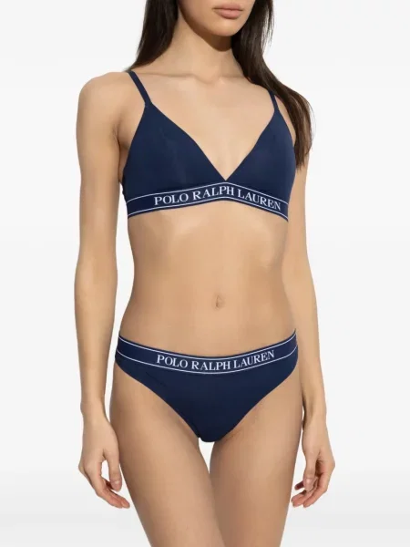 Trokutasti grudnjak Polo Ralph Lauren s autogramom plava