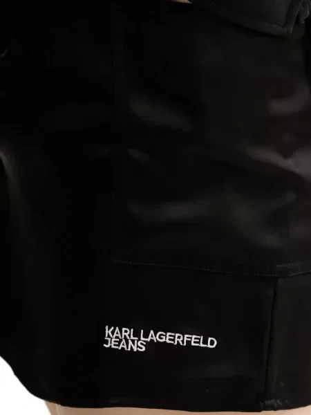 Fustă din denim Karl Lagerfeld Jeans din satin negru