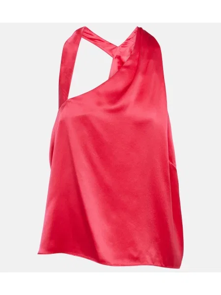 Jedwabny top The Sei na jednym ramieniu różowy