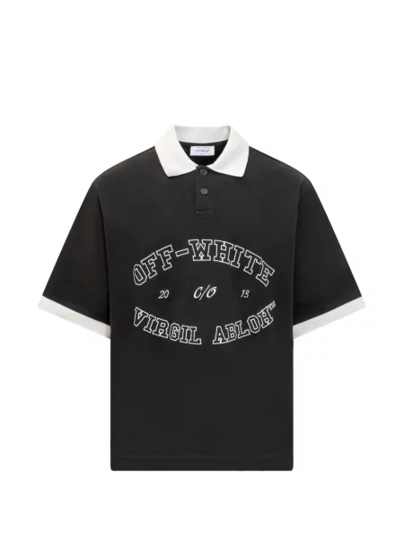 Tricou polo Off-white cu autograf alb