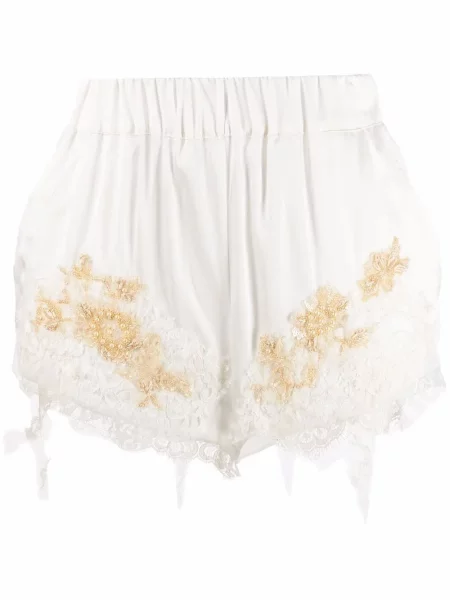 Pantaloni scurți Almaz de mătase alb
