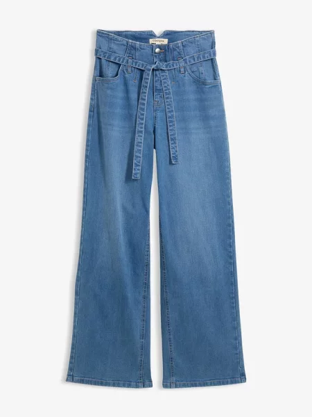 Jeansy wide leg high waist z bawełny organicznej niebieskie