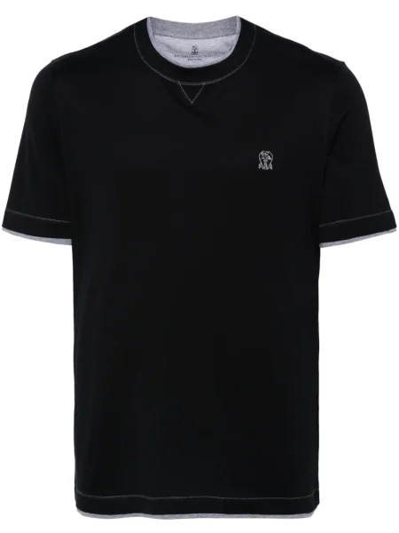 Tricou Brunello Cucinelli cu broderie negru