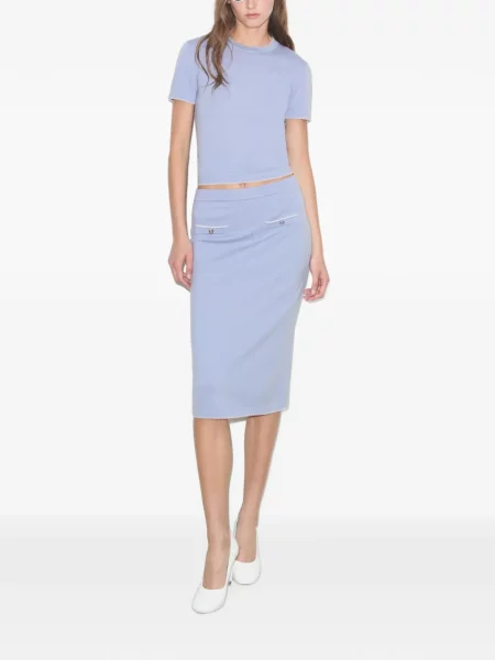 Fustă Tory Burch de lână albastru