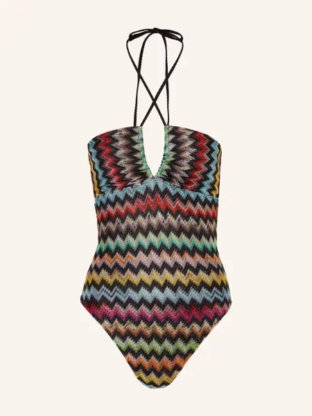 Missoni Plavky S Vázáním Za Krkem / oranžová / žlutá černá
