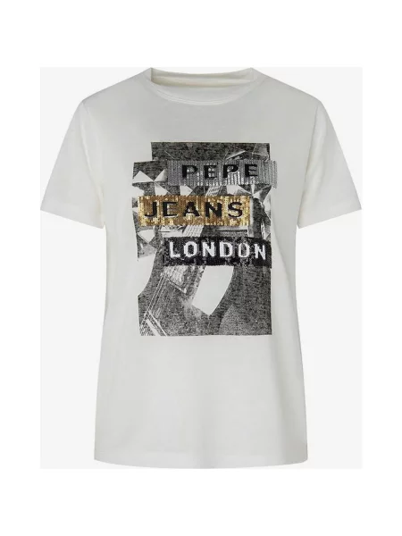 Koszulka Pepe Jeans Catrina z krótkim rękawem biało-szara XS biała