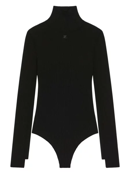 Bluzka Courreges prążkowana czarna