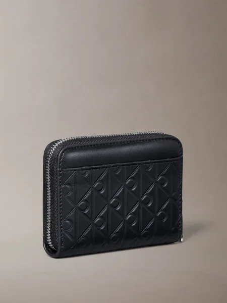 Portofel Calvin Klein Emblem Aop Embossed Zip Around negru
