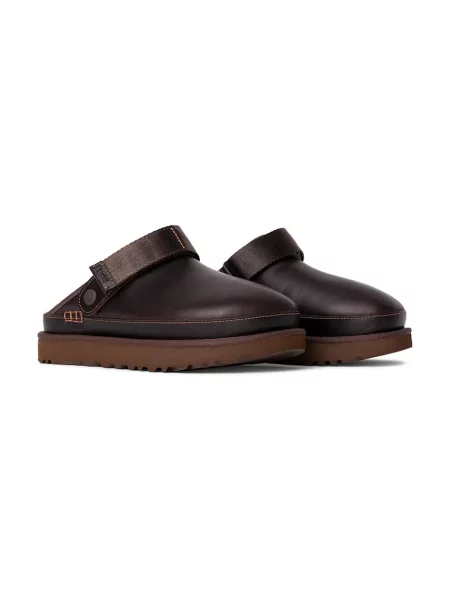 UGG klapki skórzane Goldenstar Clog Lthr Regen na platformie brązowy