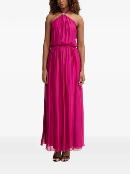 Rochie maxi Haveone cu gât halter roz