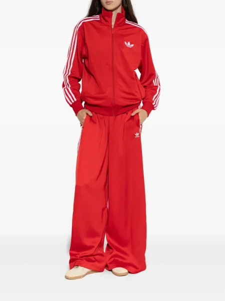 Pantaloni Adidas cu model leopard din jerseu roșu