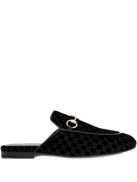 Papuci tip mules Gucci de catifea negru