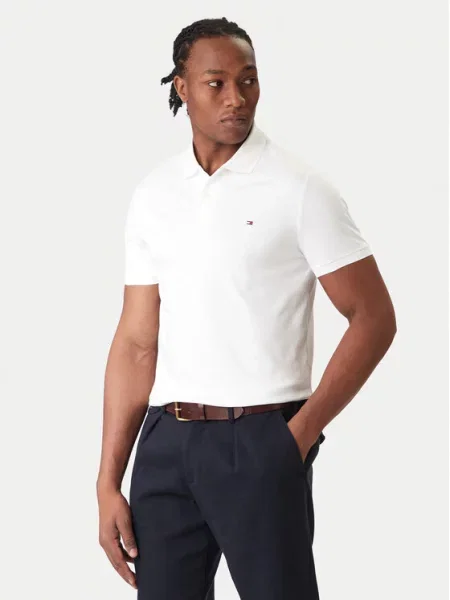 Koszulka polo o kroju regular fit z wyhaftowanym logo Tommy Hilfiger biała