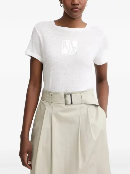 Scurt tricou Armani Exchange cu imagine alb