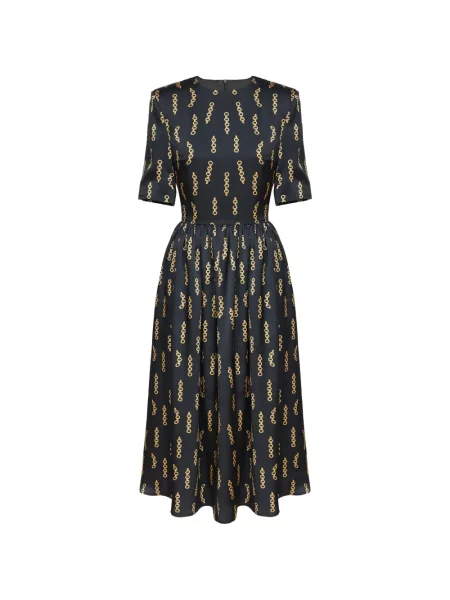 Rochie midi Post Meridiem cu imagine negru