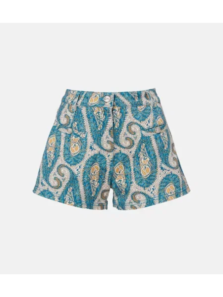 Pantaloni scurți din denim Etro cu model paisley