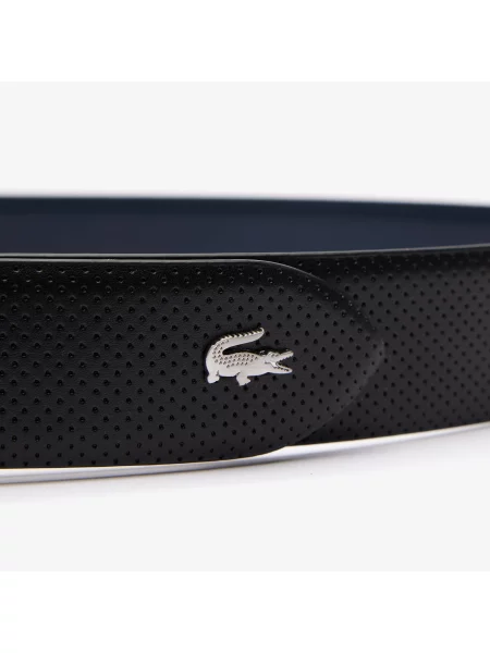 Lacoste Dwustronny Skórzany Pasek Czarny/Brązowy czarny