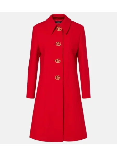 Вълнено палто Gucci червено