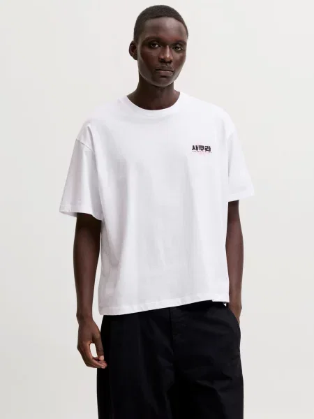 JACK & JONES Tričko JORKEN ružová / čierna biela