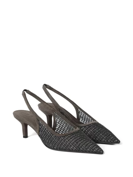 Pantofi cu toc Brunello Cucinelli slingback maro