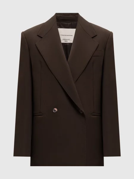 Двобортний жакет GINSENG з вовни Max Mara Weekend коричневий